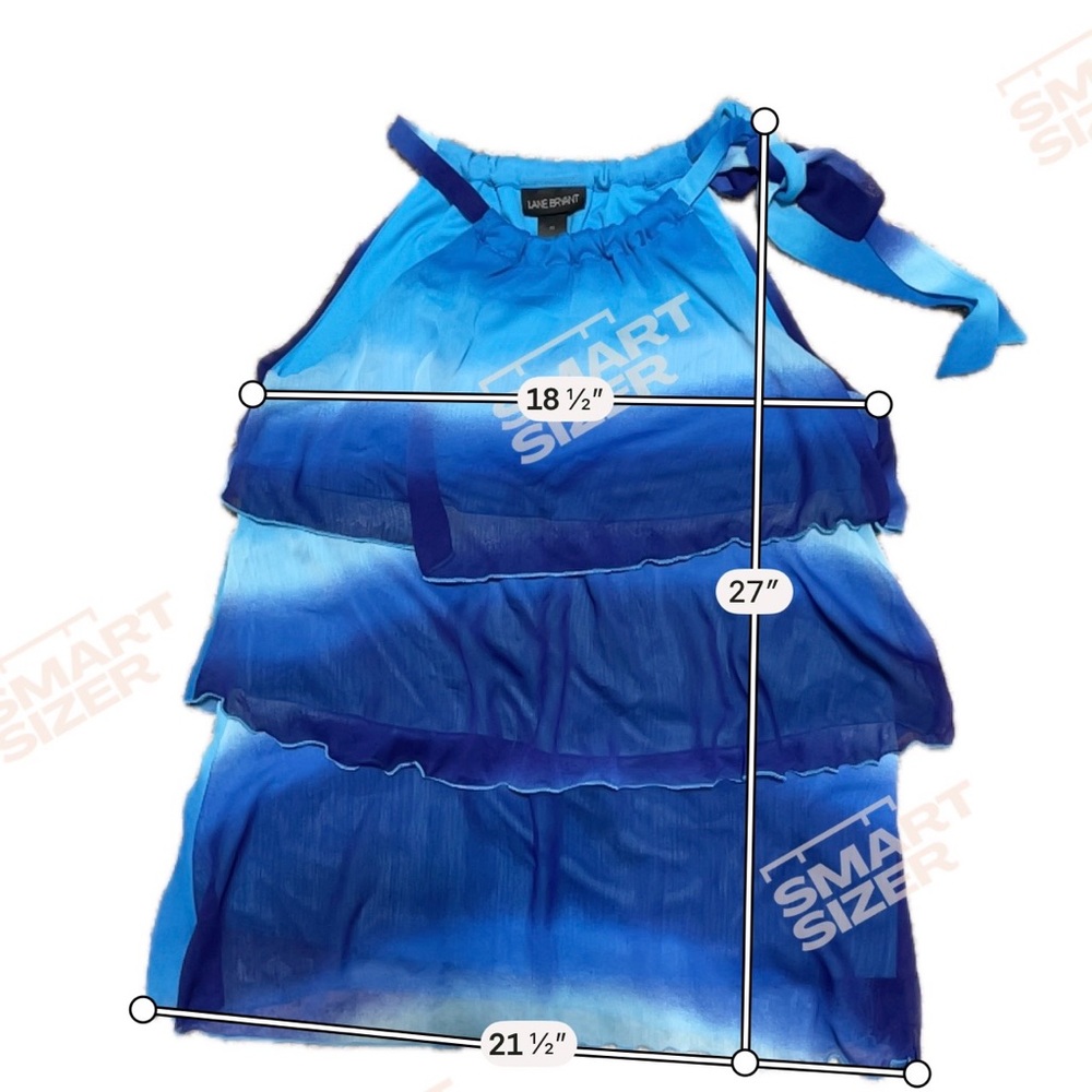 Lane Bryant Blue Ombré Tiered Chiffon Blouse Sleeveless Swing Top Size 16 - Picture 6 of 14